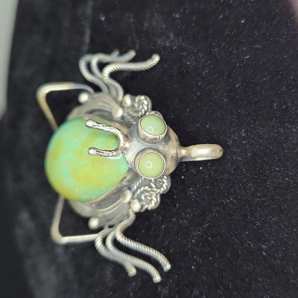 NWOT Marc Begay SS Masterpiece Carico Lake Turquoise Spider Pendant/Brooch - Picture 5 of 10